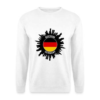 Bochum Skyline Deutschland Flagge Reise Souvenir - Unisex Pullover - Weiß - Vorne - Alina (178cm) & Michal (187cm)