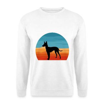 Cirneco Dell Etna Hund Liebe Silhouette Retro Sonnenuntergang - Unisex Pullover - Weiß - Vorne - Alina (178cm) & Michal (187cm)