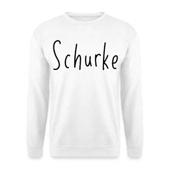 Schurke - Handschrift Statement schwarz - Unisex Pullover - Weiß - Vorne - Alina (178cm) & Michal (187cm)