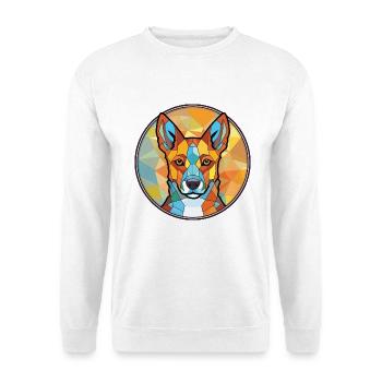 Australische Rinderhundrasse buntes Aquarell - Unisex Pullover - Weiß - Vorne - Alina (178cm) & Michal (187cm)