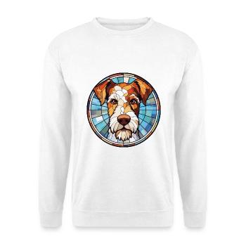 Draht Foxterrier Hunderasse Aquarell Illustration - Unisex Pullover - Weiß - Vorne - Alina (178cm) & Michal (187cm)