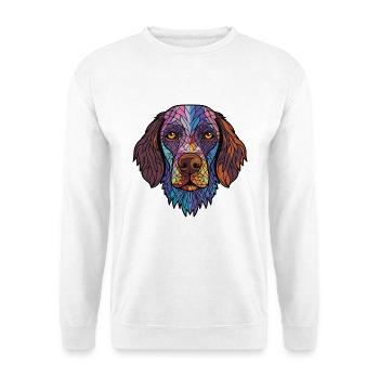 Deutscher rauhaariger Vorstehhund Rasse Aquarell - Unisex Pullover - Weiß - Vorne - Alina (178cm) & Michal (187cm)