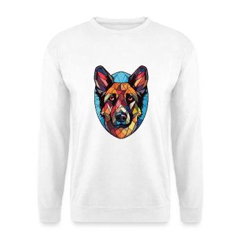 Deutscher Wachtelhund Hunderasse Aquarellglas - Unisex Pullover - Weiß - Vorne - Alina (178cm) & Michal (187cm)