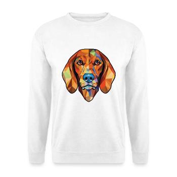 Bosnischer rauer Jagdhund Hunderasse Aquarell - Unisex Pullover - Weiß - Vorne - Alina (178cm) & Michal (187cm)