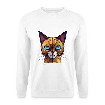 Burmesische Katzenrasse Bunte Aquarell-Illustration - Unisex Pullover - Weiß - Vorne - Alina (178cm) & Michal (187cm)