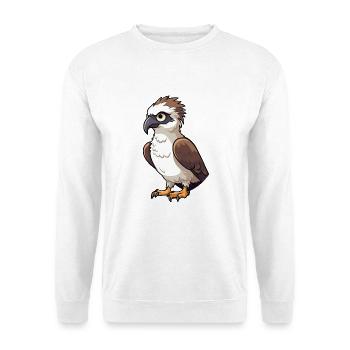 Fischadler Karikatur Kawaii Aquarell Illustration - Unisex Pullover - Weiß - Vorne - Alina (178cm) & Michal (187cm)