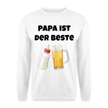 Papa ist der Beste - Geschenk zum Vatertag - Unisex Pullover - Weiß - Vorne - Alina (178cm) & Michal (187cm)