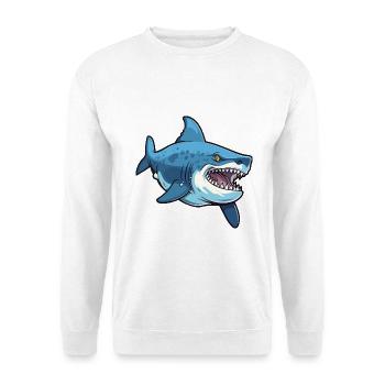 Tigerhai-Karikatur-Kawaii-Aquarellillustration - Unisex Pullover - Weiß - Vorne - Alina (178cm) & Michal (187cm)