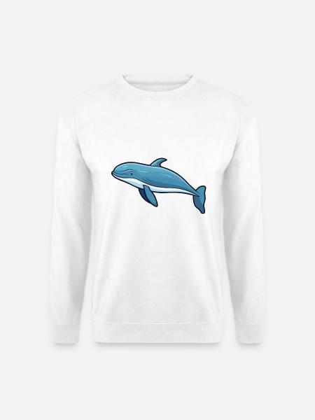 Buckelwal-Karikatur-Kawaii-Illustration - Unisex Pullover - Weiß