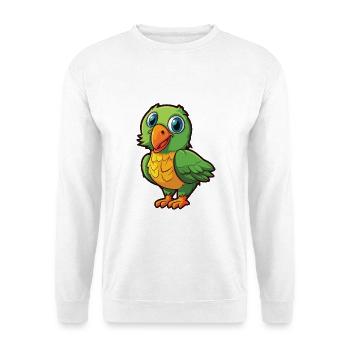 Papageien-Karikatur-Kawaii-Aquarell-Illustration - Unisex Pullover - Weiß - Vorne - Alina (178cm) & Michal (187cm)