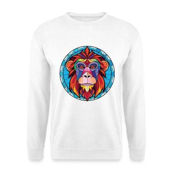 Affe Buntes Aquarell Tier Haustier Illustration - Unisex Pullover - Weiß - Vorne - Alina (178cm) & Michal (187cm)