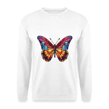 Schmetterling Bunte Aquarell-Tierillustration - Unisex Pullover - Weiß - Vorne - Alina (178cm) & Michal (187cm)