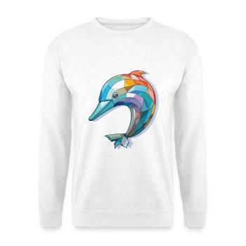 Delphin Bunte Aquarell-Tierillustration - Unisex Pullover - Weiß - Vorne - Alina (178cm) & Michal (187cm)