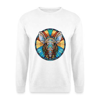 Gürteltier Bunte Aquarell-Tierillustration - Unisex Pullover - Weiß - Vorne - Alina (178cm) & Michal (187cm)
