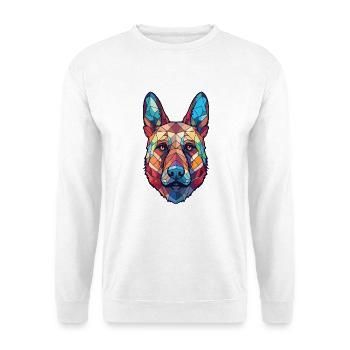 Schäferhund Kugel Hund Buntes Aquarell Tier - Unisex Pullover - Weiß - Vorne - Alina (178cm) & Michal (187cm)