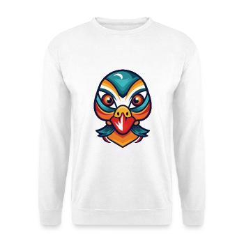 Mandarinenten-bunte Aquarell-Tierkarikatur - Unisex Pullover - Weiß - Vorne - Alina (178cm) & Michal (187cm)