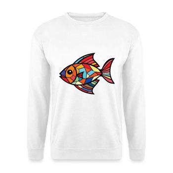 Fisch Buntes Aquarell Tier Haustier Illustration - Unisex Pullover - Weiß - Vorne - Alina (178cm) & Michal (187cm)