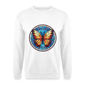 Schmetterling Bunte Aquarell-Tierillustration - Unisex Pullover - Weiß - Vorne - Alina (178cm) & Michal (187cm)