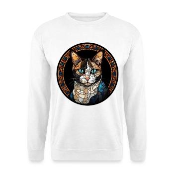 Japanische Bobtail Katzenrasse Aquarellglas - Unisex Pullover - Weiß - Vorne - Alina (178cm) & Michal (187cm)