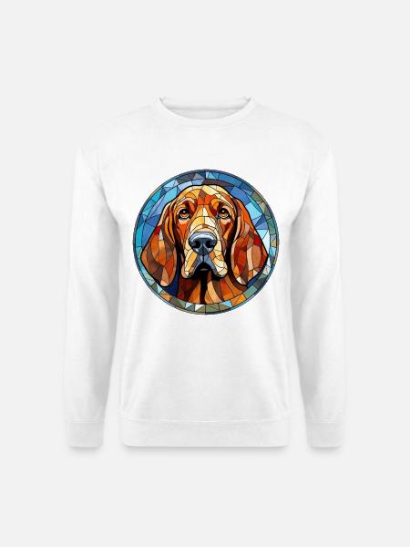 Bluthund Hunderasse Aquarellglas - Unisex Pullover - Weiß