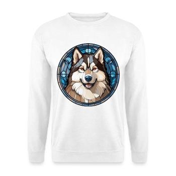 Alaskan Malamute Hunderasse Aquarellglas - Unisex Pullover - Weiß - Vorne - Alina (178cm) & Michal (187cm)