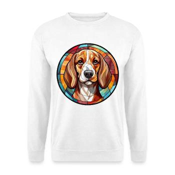 Beagle Hunderasse Aquarellglas - Unisex Pullover - Weiß - Vorne - Alina (178cm) & Michal (187cm)