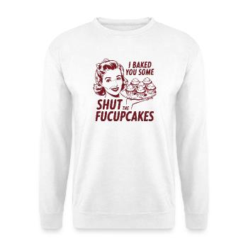 Shut the Fucupcakes - Unisex Pullover - Weiß - Vorne - Alina (178cm) & Michal (187cm)