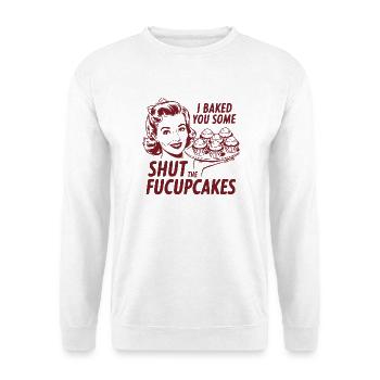 Shut the Fucupcakes - Unisex Pullover - Weiß - Vorne - Alina (178cm) & Michal (187cm)