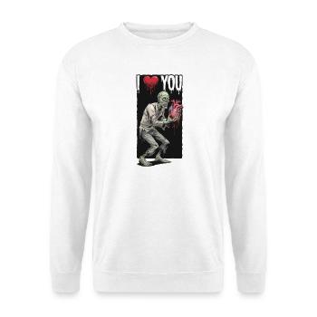 I love You - Zombie - Unisex Pullover - Weiß - Vorne - Alina (178cm) & Michal (187cm)