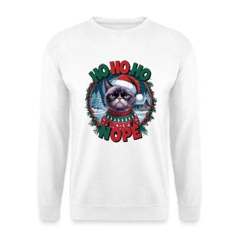 Ho Ho Ho Nope - Katze - Unisex Pullover - Weiß - Vorne - Alina (178cm) & Michal (187cm)