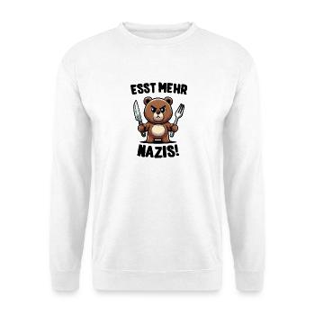 Esst mehr Nazis - Unisex Pullover - Weiß - Vorne - Alina (178cm) & Michal (187cm)