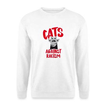 Cats against racism - Unisex Pullover - Weiß - Vorne - Alina (178cm) & Michal (187cm)