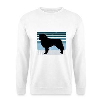 Englischer Schäferhund Liebhaber Silhouette Retro Sonnenuntergang - Unisex Pullover - Weiß - Vorne - Alina (178cm) & Michal (187cm)