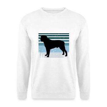 Englische Dogge Hund Liebe Silhouette Vintage Sonnenuntergang - Unisex Pullover - Weiß - Vorne - Alina (178cm) & Michal (187cm)