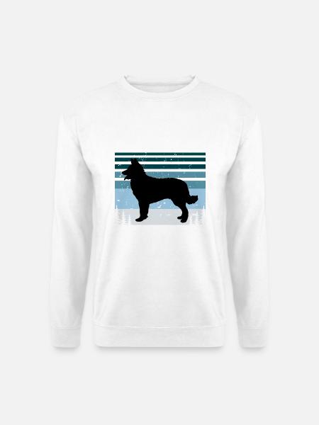 Kroatischer Schäferhund Hund Liebe Silhouette Retro Sonnenuntergang - Unisex Pullover - Weiß