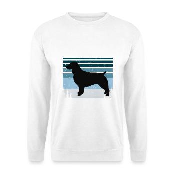 Boykin Spaniel Hundeliebhaber Silhouette Vintage Sonnenuntergang - Unisex Pullover - Weiß - Vorne - Alina (178cm) & Michal (187cm)