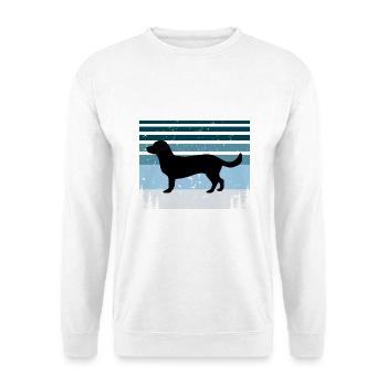 Alpine Dachsbracke Hund Silhouette Retro Sonnenuntergang - Unisex Pullover - Weiß - Vorne - Alina (178cm) & Michal (187cm)