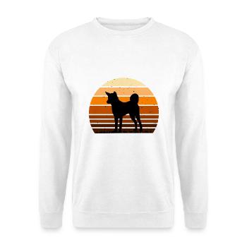 Indischer Paria Hund Liebhaber Silhouette Vintage Sonnenuntergang - Unisex Pullover - Weiß - Vorne - Alina (178cm) & Michal (187cm)