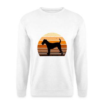 Irish Terrier Hund Liebhaber Silhouette Vintage Sonnenuntergang - Unisex Pullover - Weiß - Vorne - Alina (178cm) & Michal (187cm)