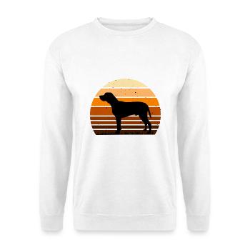 Braque du Bourbonnais Hund Silhouette Retro Sonnenuntergang - Unisex Pullover - Weiß - Vorne - Alina (178cm) & Michal (187cm)