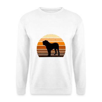 Alano Español Hundeliebhaber Silhouette Vintage Sunset - Unisex Pullover - Weiß - Vorne - Alina (178cm) & Michal (187cm)