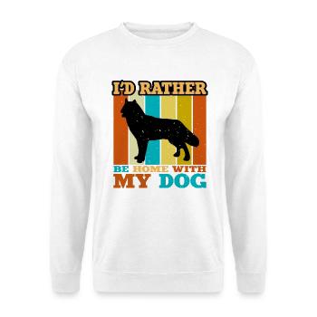 Nördliche Inuit Hund Liebhaber Silhouette Vintage Sonnenuntergang - Unisex Pullover - Weiß - Vorne - Alina (178cm) & Michal (187cm)