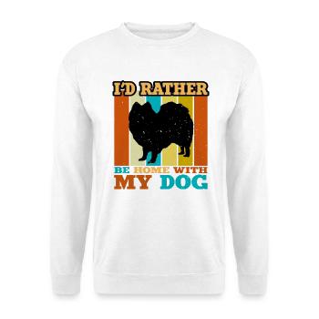 Indischer Spitz Hund Liebhaber Silhouette Vintage Sonnenuntergang - Unisex Pullover - Weiß - Vorne - Alina (178cm) & Michal (187cm)