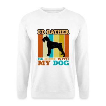 Riesiger Schnauzer Hund Liebe Silhouette Vintage Sonnenuntergang - Unisex Pullover - Weiß - Vorne - Alina (178cm) & Michal (187cm)