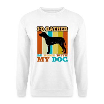 Braque du Bourbonnais Hund Silhouette Retro Sonnenuntergang - Unisex Pullover - Weiß - Vorne - Alina (178cm) & Michal (187cm)