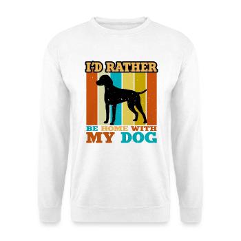 Braque D Auvergne Hundeliebe Silhouette Retro Sonnenuntergang - Unisex Pullover - Weiß - Vorne - Alina (178cm) & Michal (187cm)