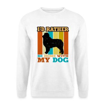 Austrealian Shephard Hund Silhouette Retro Sunset - Unisex Pullover - Weiß - Vorne - Alina (178cm) & Michal (187cm)
