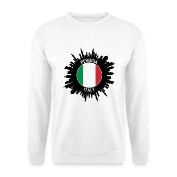 Perugia Skyline Italien Flagge Reise-Souvenir - Unisex Pullover - Weiß - Vorne - Alina (178cm) & Michal (187cm)