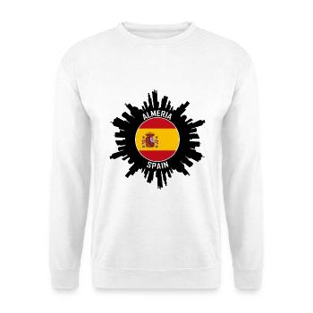 Almeria Skyline Spanien Flagge Reise-Souvenir - Unisex Pullover - Weiß - Vorne - Alina (178cm) & Michal (187cm)