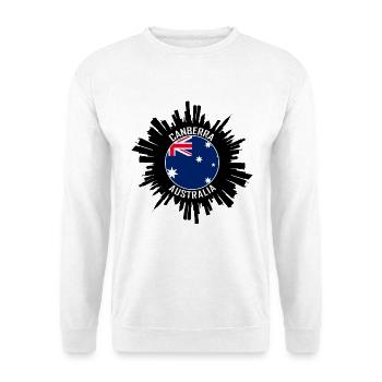Canberra Skyline Australien Flagge Reisesouvenir - Unisex Pullover - Weiß - Vorne - Alina (178cm) & Michal (187cm)